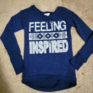 One step up Girls size M 10/12 long sleeve shirt navy blue